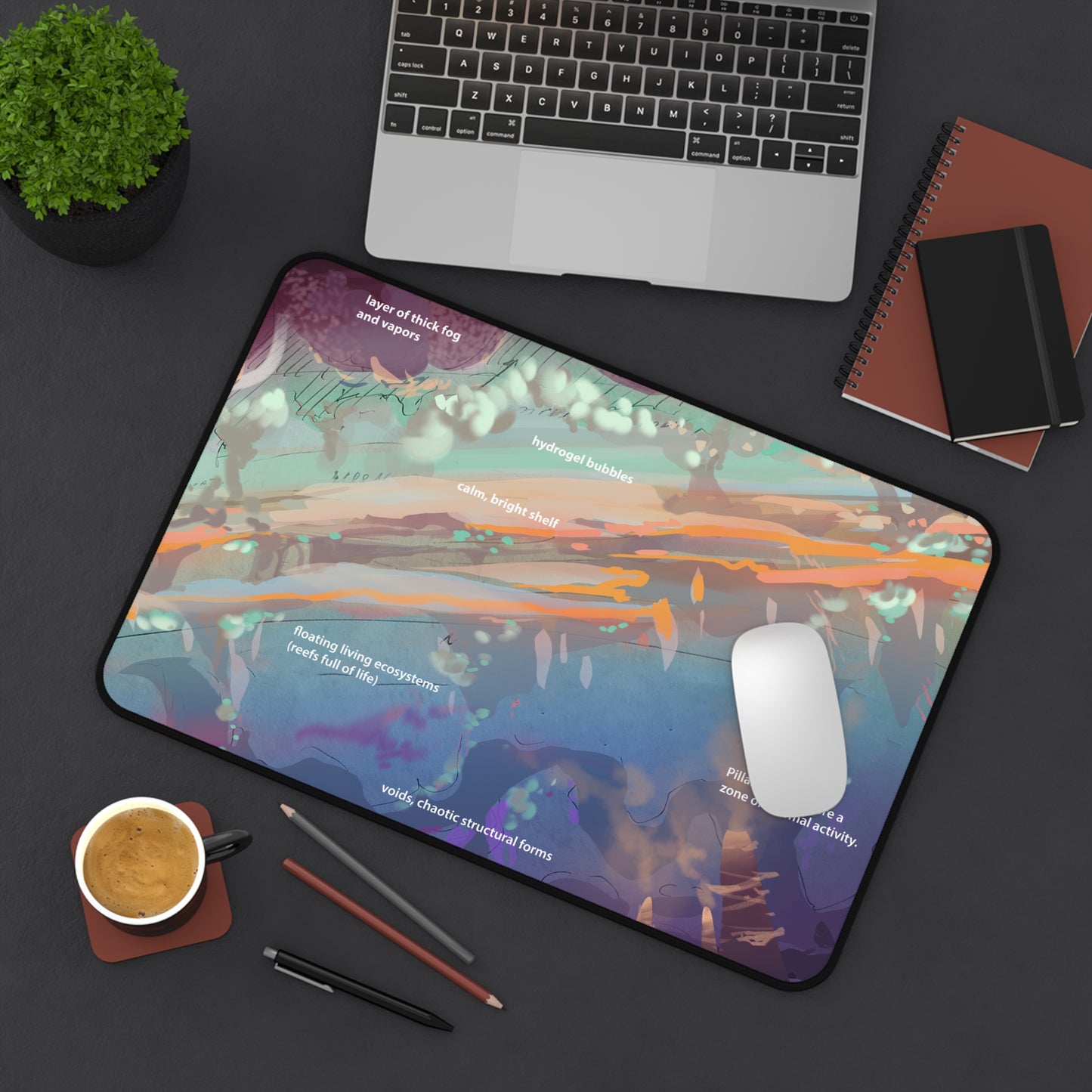 Colorful Alien Oceanscape Desk Mat
