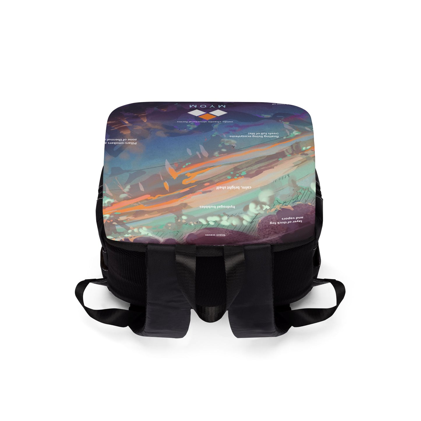 Abstract Oceanscape Print Backpack | Colorful Night Sky Flap Backpack