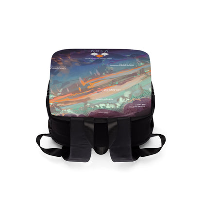 Abstract Oceanscape Print Backpack | Colorful Night Sky Flap Backpack
