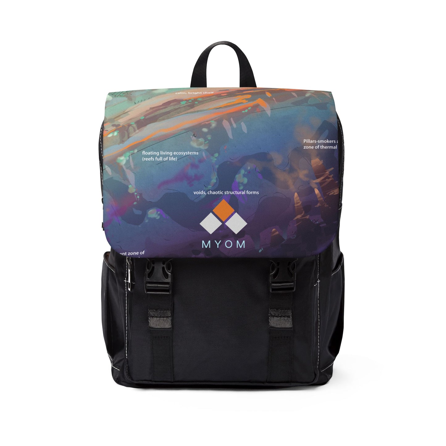 Abstract Oceanscape Print Backpack | Colorful Night Sky Flap Backpack